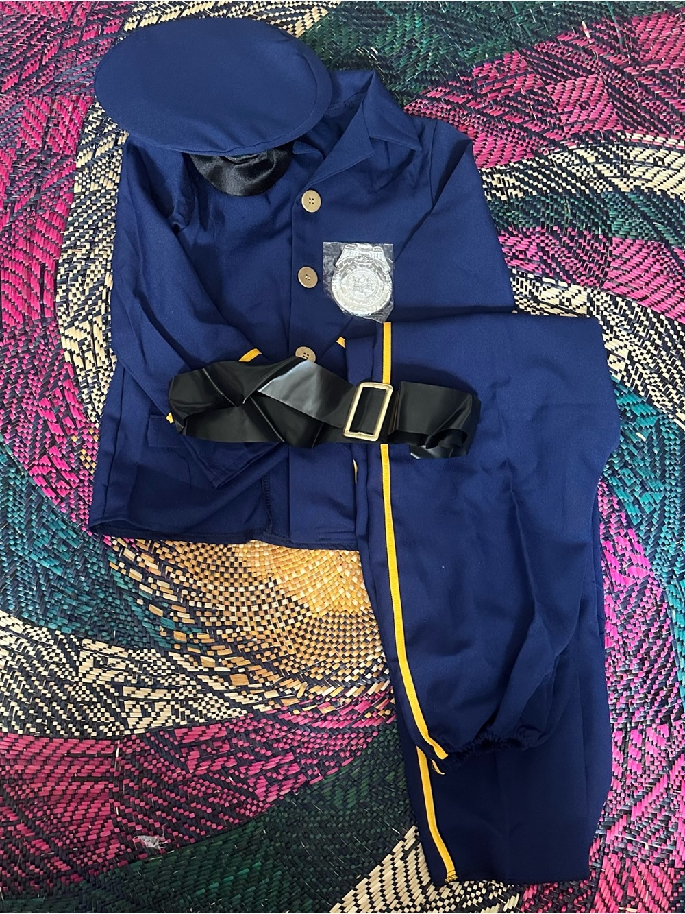 Kids Navy Blue Police Costume Jacket & Pants Set